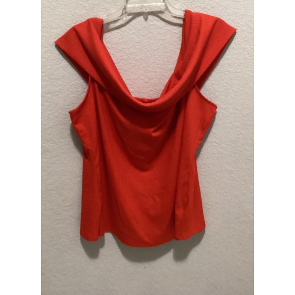 A New Day Red Ribbed Sleeveless Cowl Neck Top Size 3X